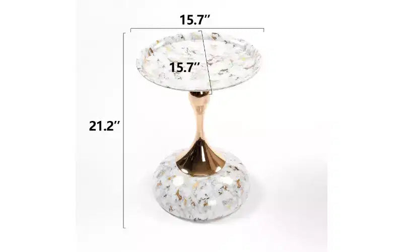 Table d'appoint ronde avec piédestal queue de sirène, petite table basse avec plateau en métal antirouille, table d'appoint polyvalente, table d'appoint pour salon