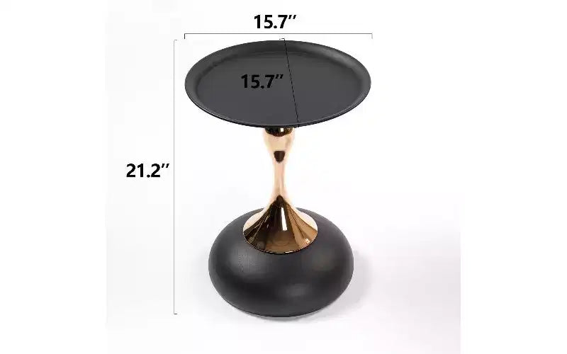 Table d'appoint ronde avec piédestal queue de sirène, petite table basse avec plateau en métal antirouille, table d'appoint polyvalente, table d'appoint pour salon