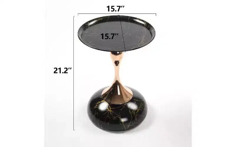 Table d'appoint ronde avec piédestal queue de sirène, petite table basse avec plateau en métal antirouille, table d'appoint polyvalente, table d'appoint pour salon