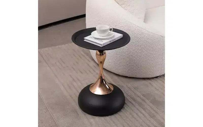 Table d'appoint ronde avec piédestal queue de sirène, petite table basse avec plateau en métal antirouille, table d'appoint polyvalente, table d'appoint pour salon