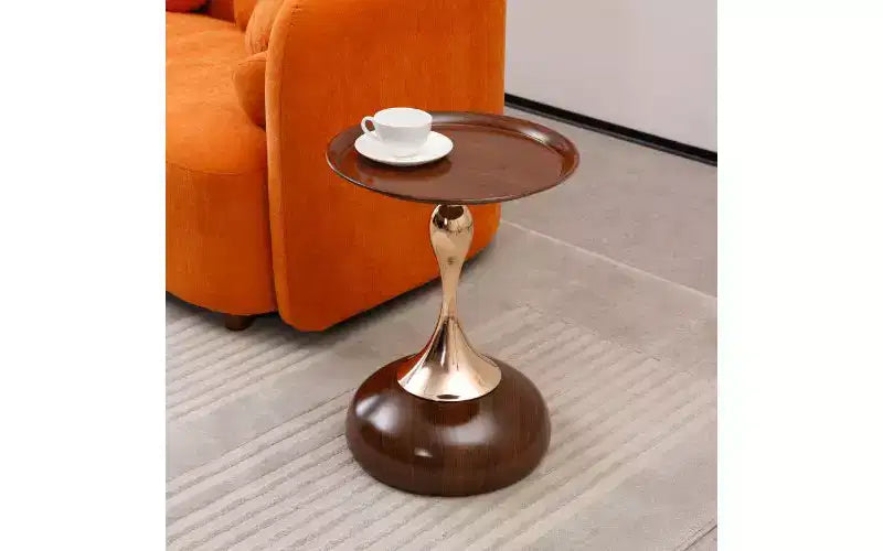 Table d'appoint ronde avec piédestal queue de sirène, petite table basse avec plateau en métal antirouille, table d'appoint polyvalente, table d'appoint pour salon