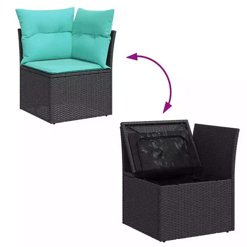 vidaXL Salon de jardin 7 pcs Noir et turquoise Résine tressée