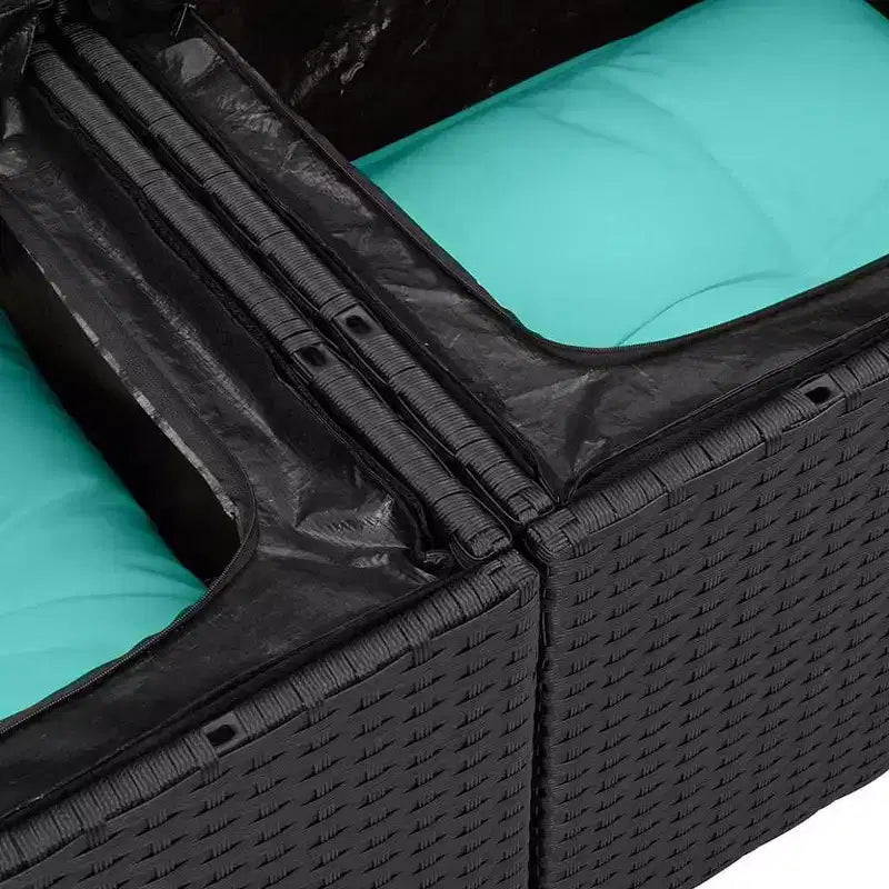 vidaXL Salon de jardin 7 pcs Noir et turquoise Résine tressée