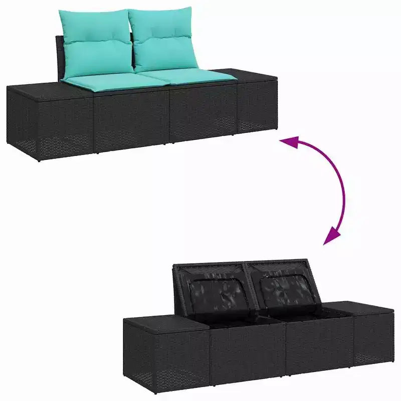 vidaXL Salon de jardin 7 pcs Noir et turquoise Résine tressée