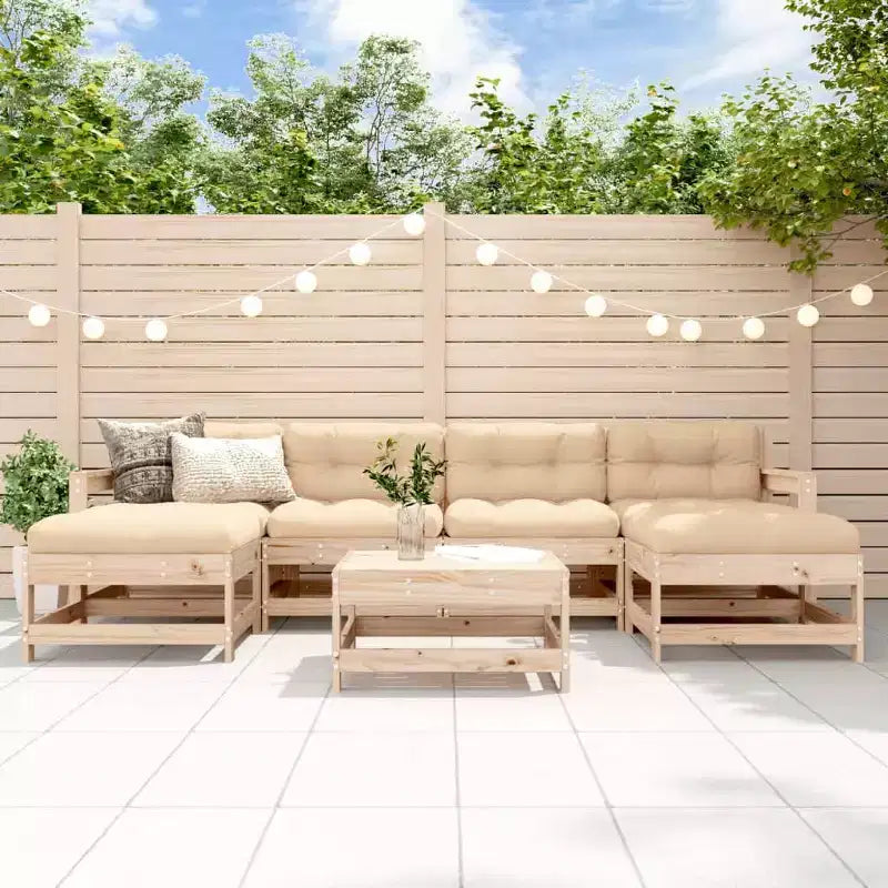 vidaXL Ensemble de salon de jardin bois de pin massif beige 7 pièces Modulable