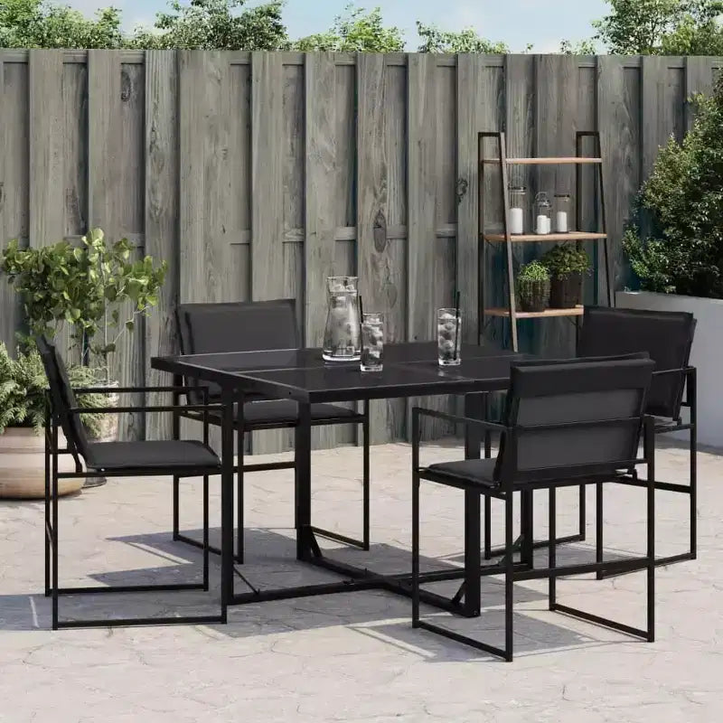 vidaXL Lot de 4 chaises de jardin noir et gris foncé