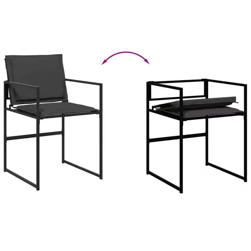 vidaXL Lot de 4 chaises de jardin noir et gris foncé
