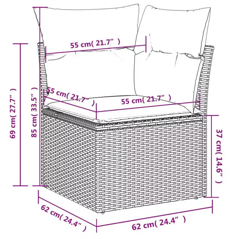 vidaXL Ensemble de canapés de jardin 6 pcs avec coussins résine tressée noire - Noir et bleu