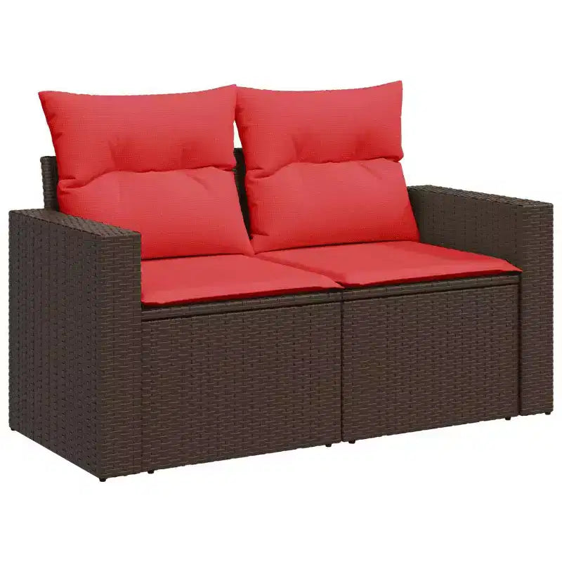 vidaXL Ensemble de canapés de jardin 6 pcs avec coussins résine tressée noire - Noir et bleu