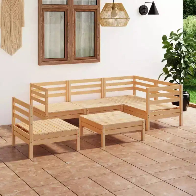 vidaXL Salon de jardin bois de pin massif naturel 6 pièces modulables
