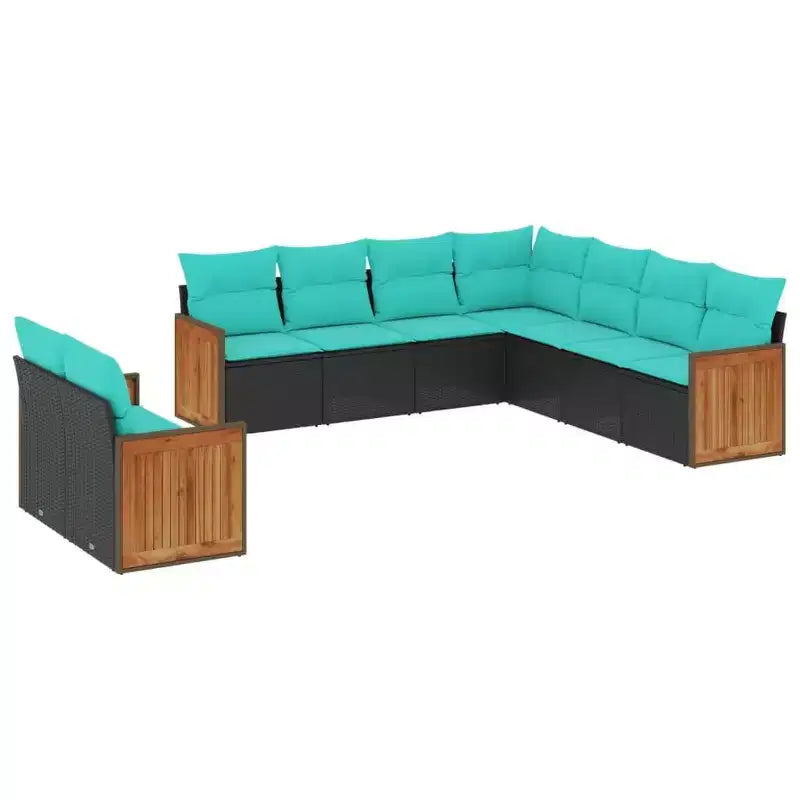 vidaXL Patio Sofa Set Black PE rattan 9 Piece Set Modular