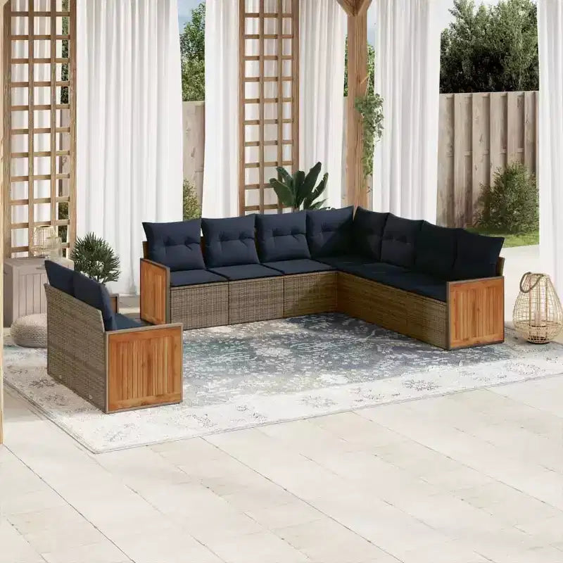 vidaXL Salon de jardin modulable 9 pièces en résine tressée noir