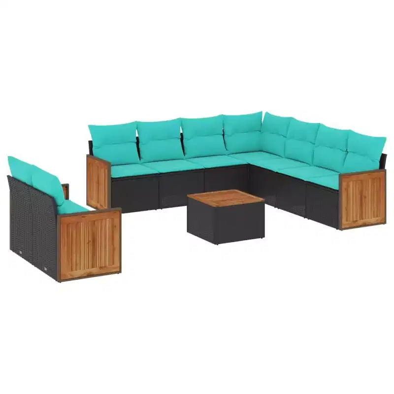 vidaXL Salon de jardin modulable 9 pièces en résine tressée noir