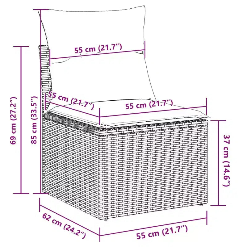 vidaXL Ensemble de canapés de jardin avec coussins 3 pcs Rotin PE marron