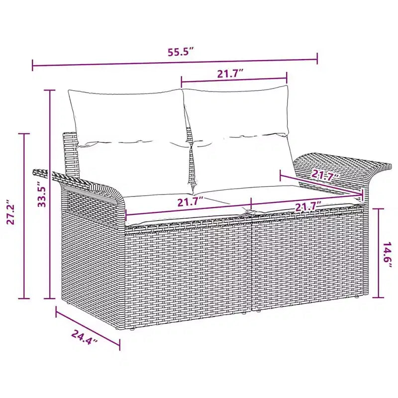 vidaXL Salon de jardin 6 pcs marron et rouge 251 x 117 x 85 cm