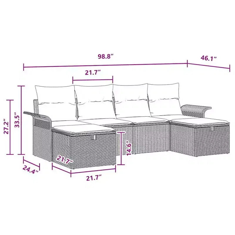 vidaXL Salon de jardin 6 pcs marron et rouge 251 x 117 x 85 cm
