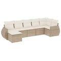 vidaXL 7 Piece Patio Sofa Set with Cushions Beige Poly Rattan