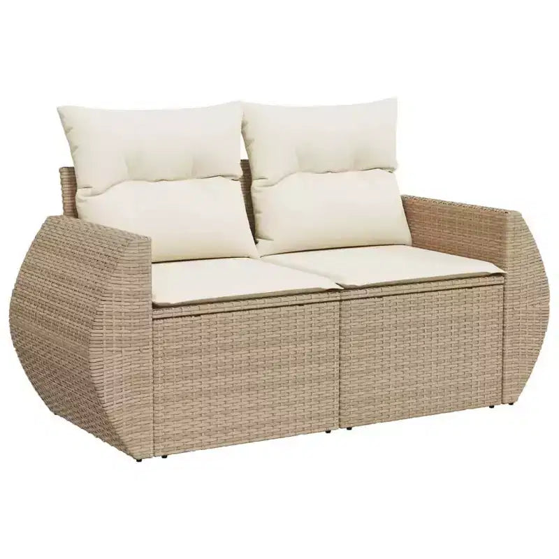vidaXL Salon de jardin 7 pièces avec coussins en résine tressée beige