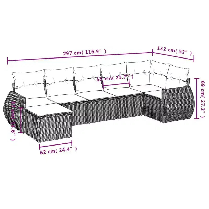vidaXL Salon de jardin 7 pièces avec coussins en résine tressée beige