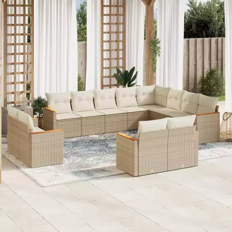 vidaXL Ensemble de canapés de patio 12 pièces avec coussins en résine tressée, canapés modulaires d'extérieur, plusieurs couleurs et modèles