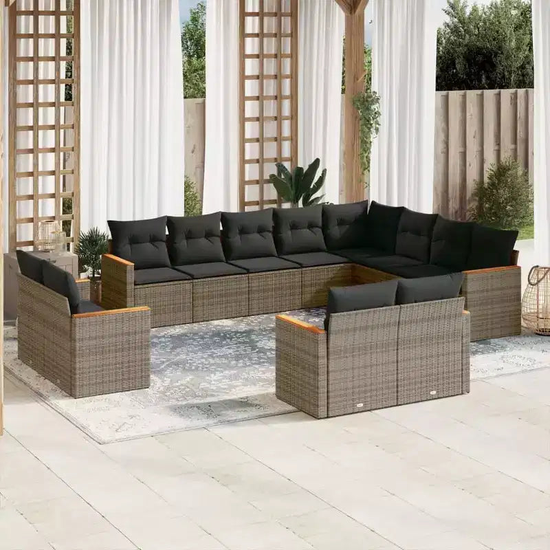 vidaXL Ensemble de canapés de patio 12 pièces avec coussins en résine tressée, canapés modulaires d'extérieur, plusieurs couleurs et modèles