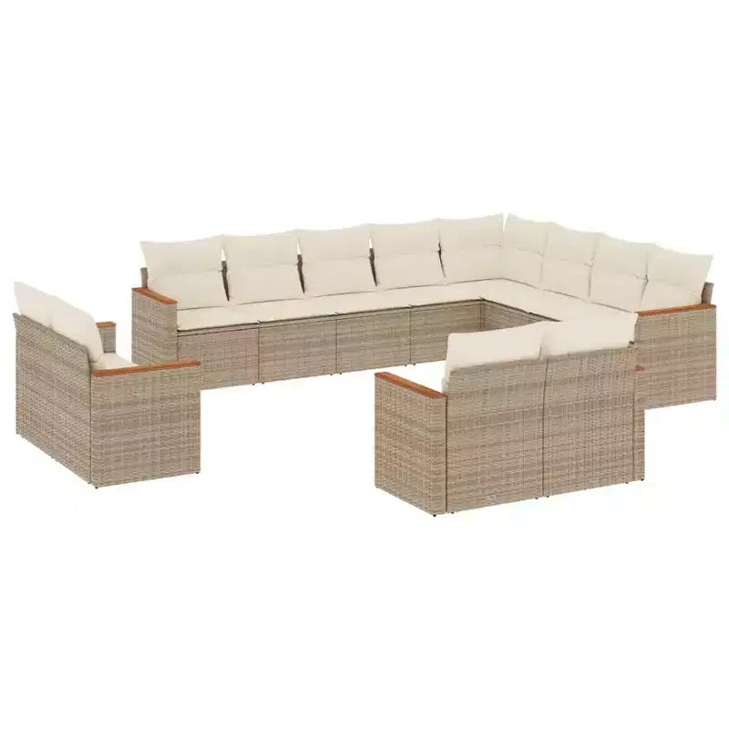 vidaXL 12 Piece Patio Sofa Set with Cushions Poly Rattan, Modular Outdoor Sectional Conversation Furniture, Multiple Colors and Models