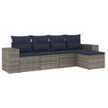 vidaXL 5 Piece Patio Sofa Set with Cushions Gray Poly Rattan