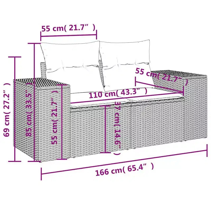 vidaXL Ensemble de canapés de jardin 5 pcs avec coussins résine tressée gris