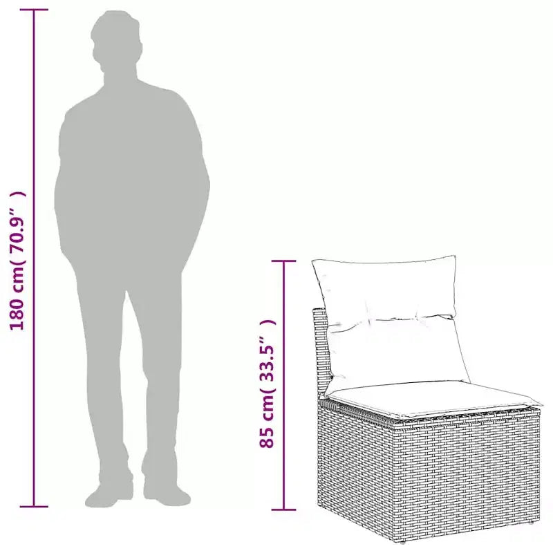 vidaXL Salon de jardin 9 pcs avec coussins résine tressée gris