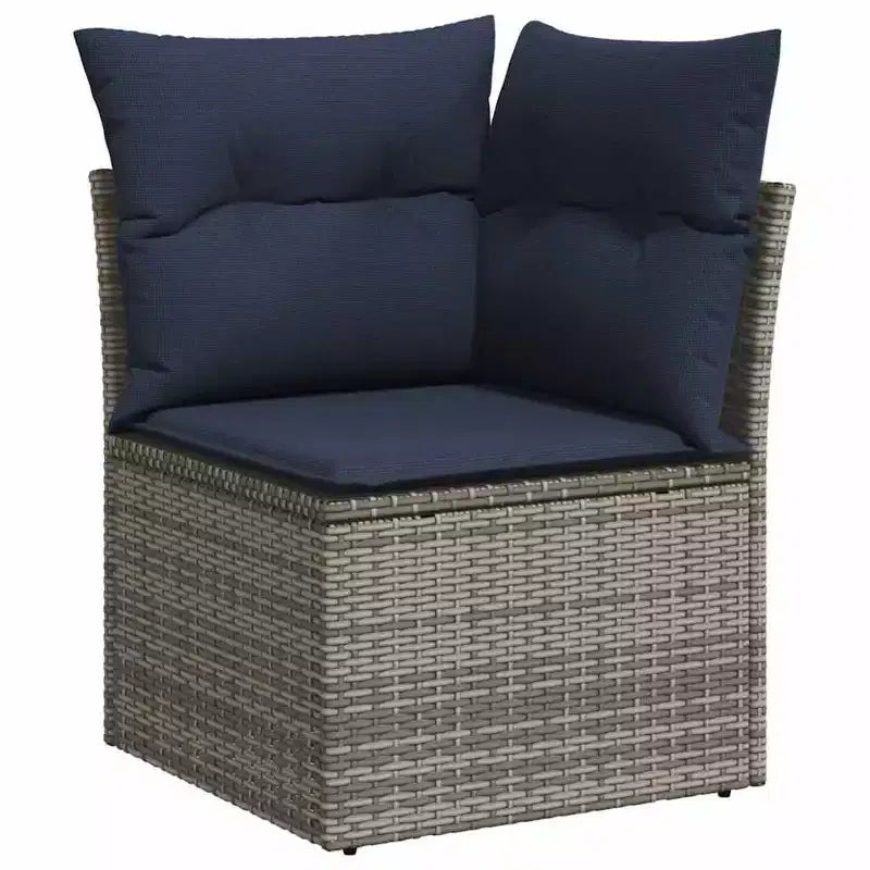 vidaXL Salon de jardin 9 pcs avec coussins résine tressée gris
