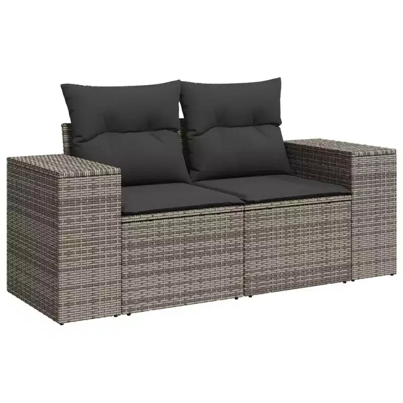 vidaXL Salon de jardin 9 pcs avec coussins résine tressée gris