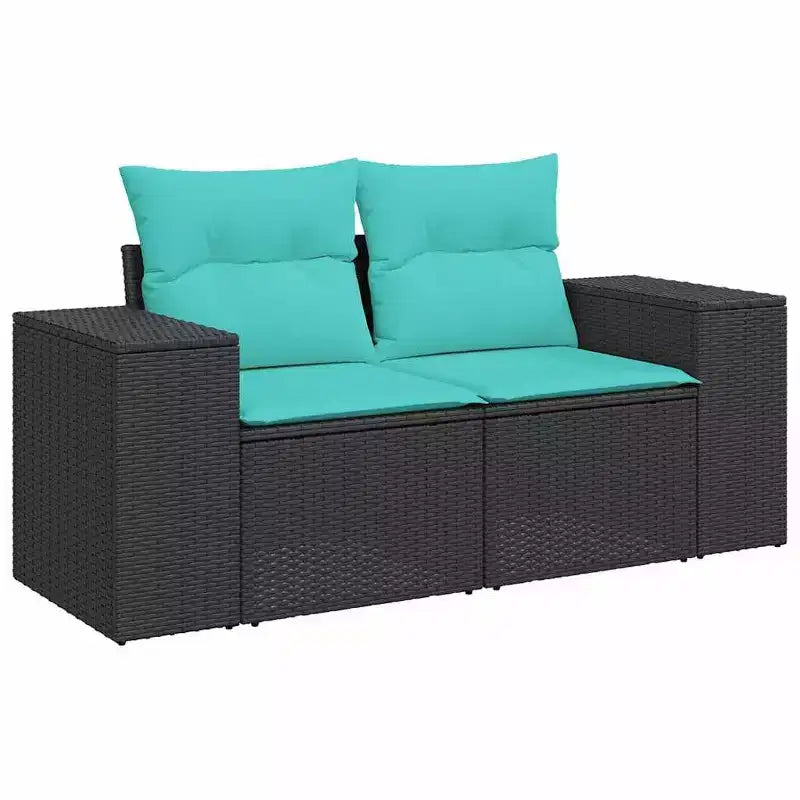 vidaXL Salon de jardin 9 pcs avec coussins résine tressée gris