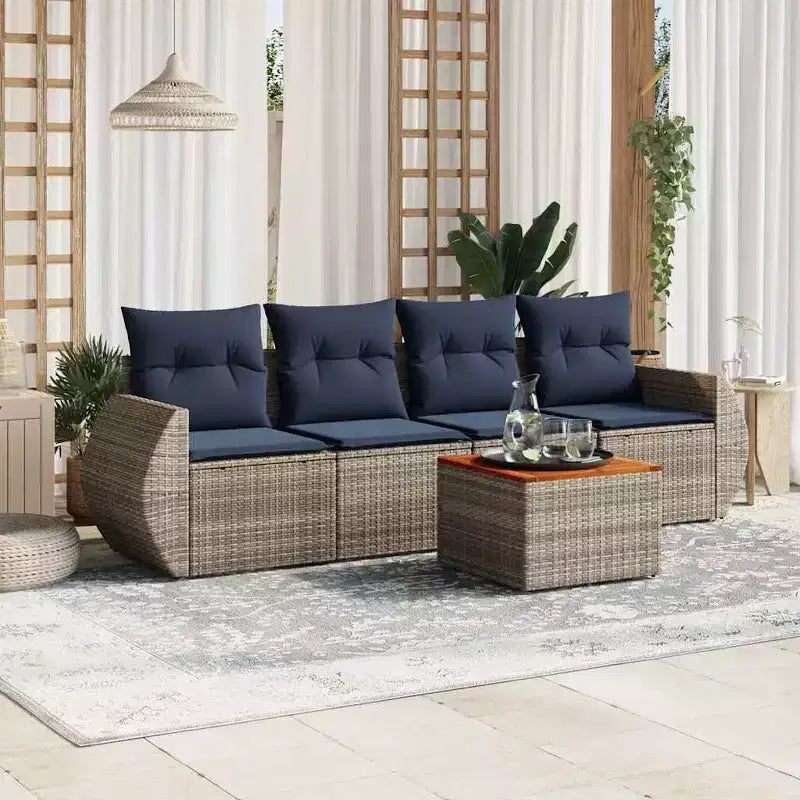 vidaXL Ensemble de canapés de jardin 5 pcs avec coussins en résine tressée