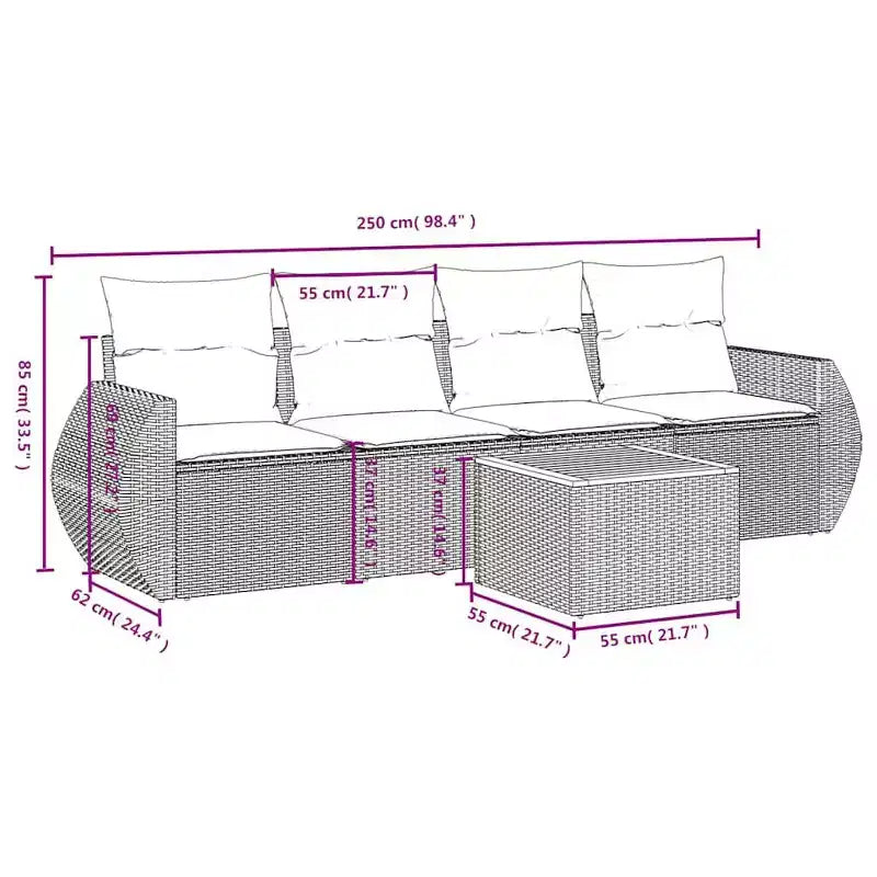 vidaXL Ensemble de canapés de jardin 5 pcs avec coussins en résine tressée