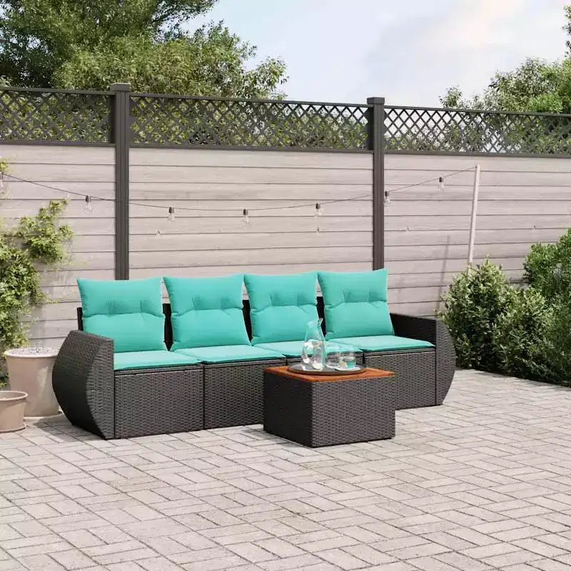 vidaXL Ensemble de canapés de jardin 5 pcs avec coussins en résine tressée