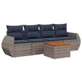 vidaXL 5 Piece Garden Sofa Set with Cushions Poly Rattan