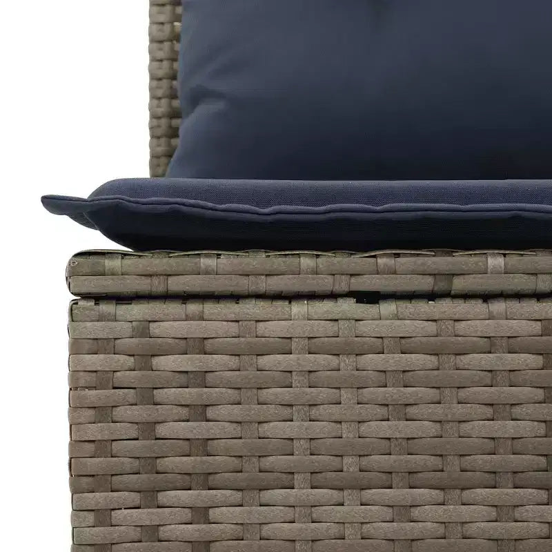 vidaXL Salon de jardin 6 pcs avec coussins résine tressée - Noir et bleu avec table