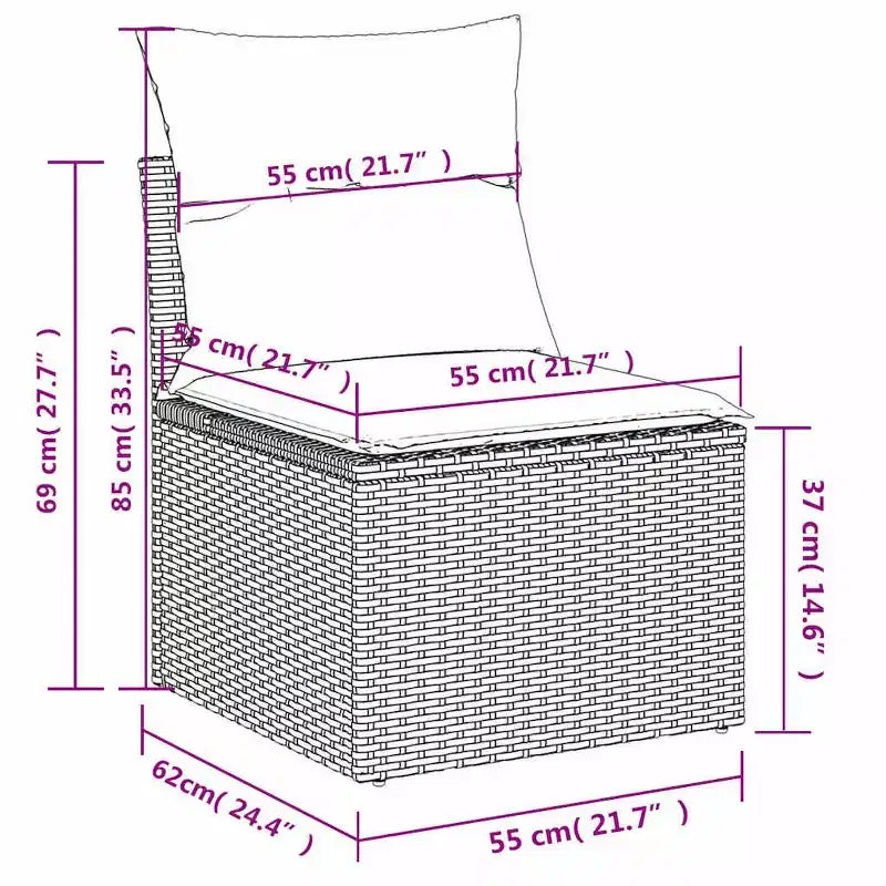 vidaXL Salon de jardin 10 pcs avec coussins résine tressée gris