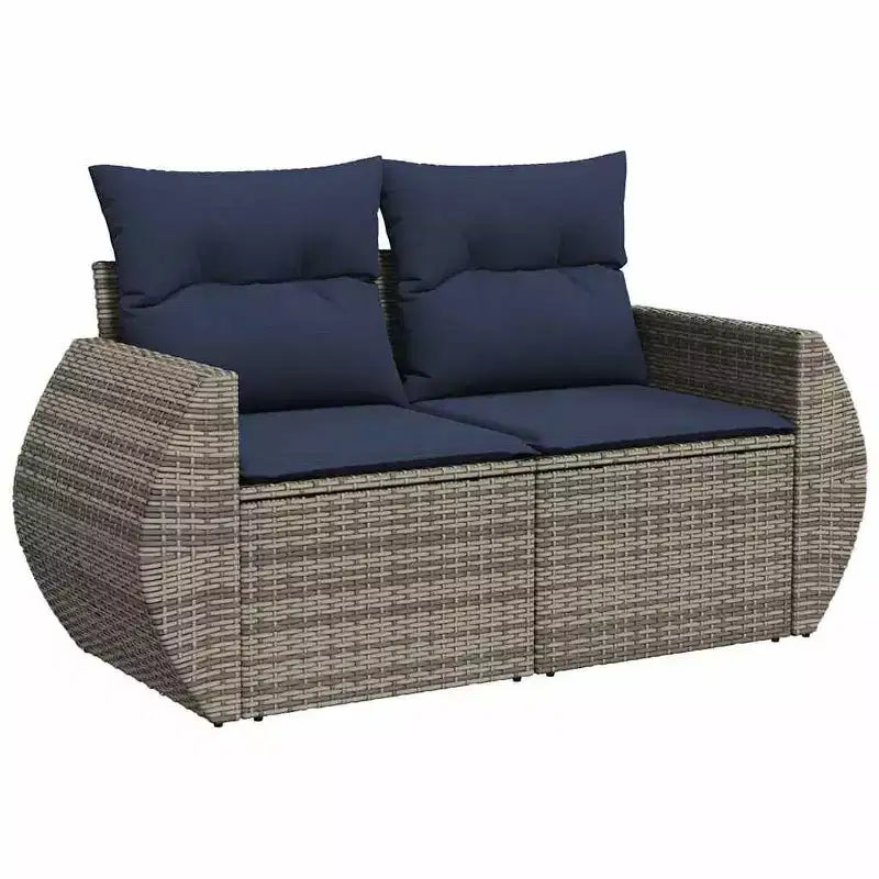 vidaXL Salon de jardin 10 pcs avec coussins résine tressée gris