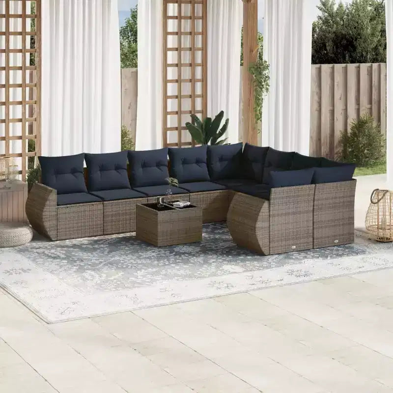 vidaXL Salon de jardin en rotin PE et acier poudré Grand