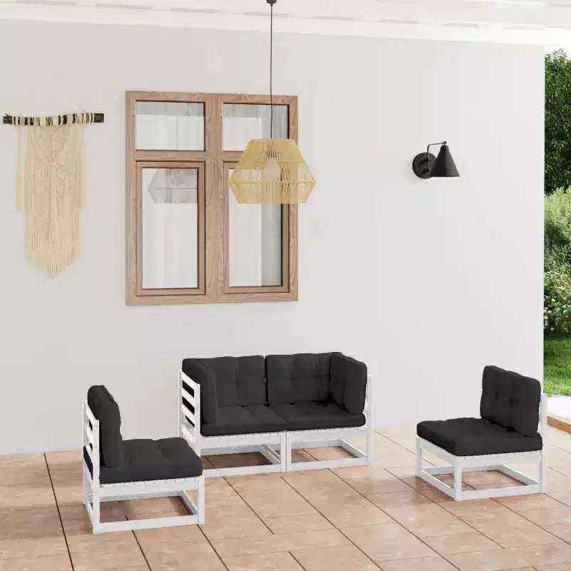 vidaXL Ensemble de Mobilier de Jardin 4 Pièces Canapé d'Angle Extérieur Bois de Pin Massif