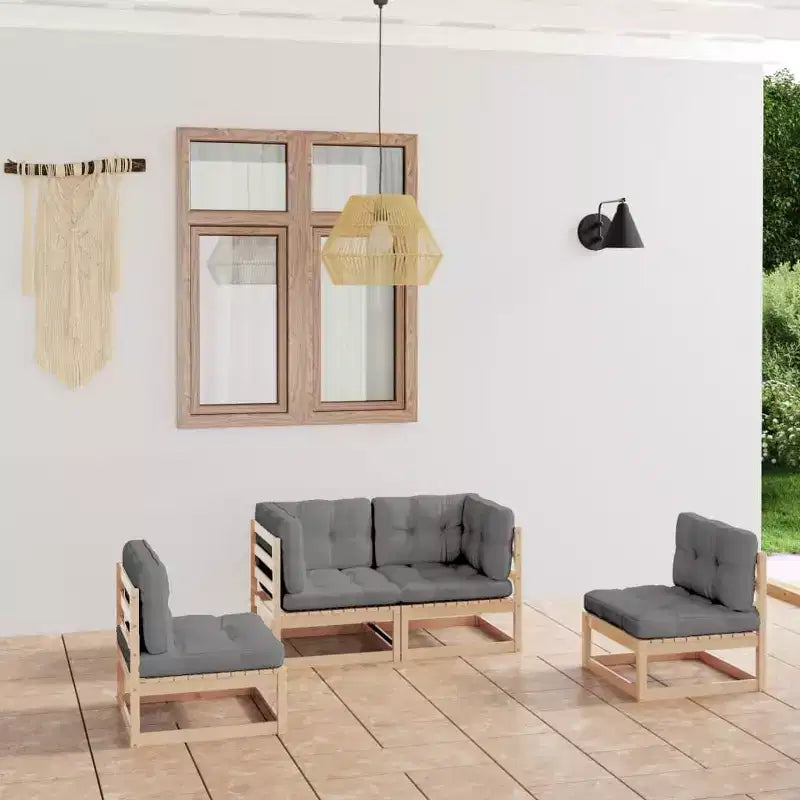 vidaXL Ensemble de Mobilier de Jardin 4 Pièces Canapé d'Angle Extérieur Bois de Pin Massif