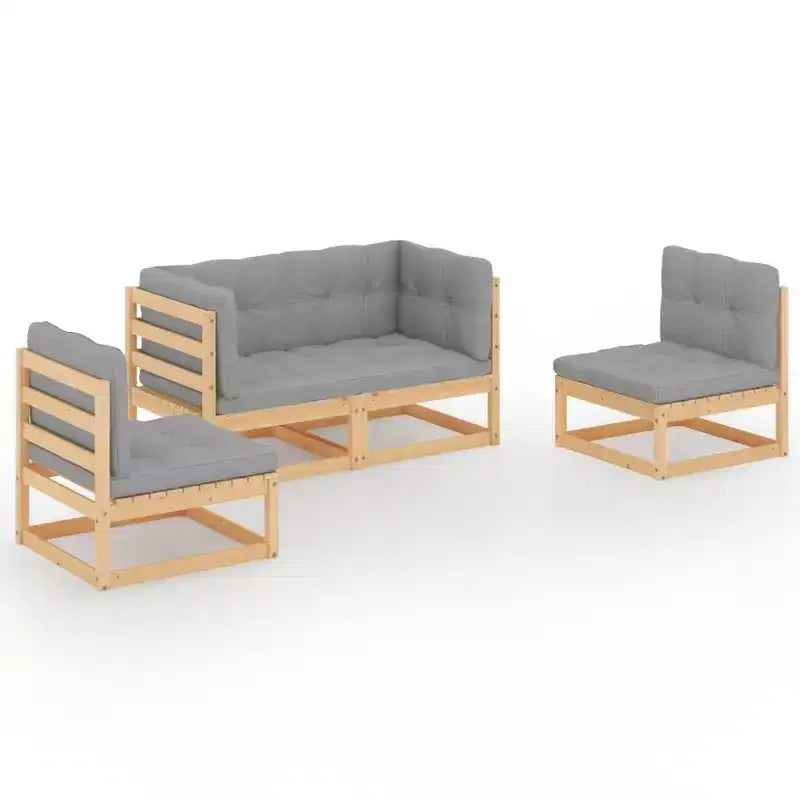 vidaXL Ensemble de Mobilier de Jardin 4 Pièces Canapé d'Angle Extérieur Bois de Pin Massif