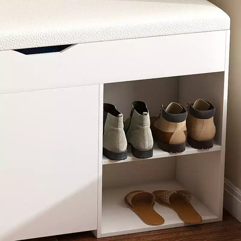 Banc d'entrée à 3 niveaux avec tiroir relevable et 1 porte, triple espace de rangement, organiseur de chaussures compact pour entrée et couloir, capacité de 181 kg