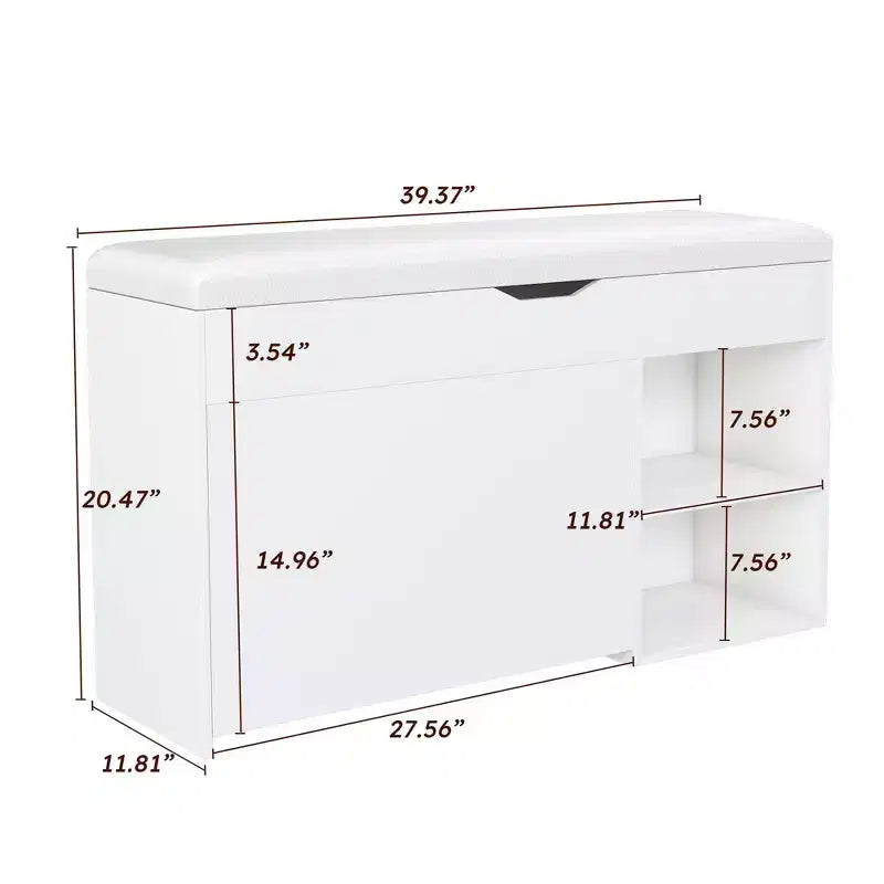 Banc d'entrée à 3 niveaux avec tiroir relevable et 1 porte, triple espace de rangement, organiseur de chaussures compact pour entrée et couloir, capacité de 181 kg