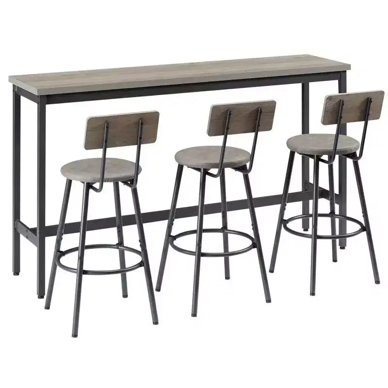 Ensemble de salle à manger industriel 4 pièces avec 3 tabourets de comptoir rembourrés, table de bar de cuisine ou de maison peu encombrante - Panipeachy