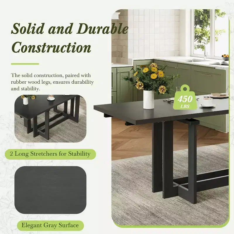 Ensemble de salle à manger GDFStudio Elba 82 de 7 pièces en bois d'hévéa rembourré avec table à tréteaux extensible