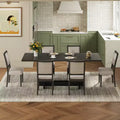 GDFStudio Elba 82 7 Piece Rubberwood Upholstered Dining Set with Trestle Extendable Table