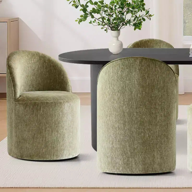 Ensemble de salle à manger 7 pièces pour cuisine, table ovale noire et chaises baquets en chenille, meubles de salle à manger modernes - Panipeachy