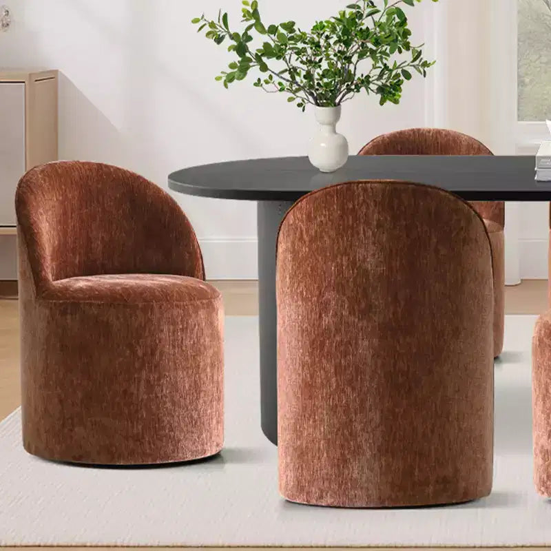 Ensemble de salle à manger 7 pièces pour cuisine, table ovale noire et chaises baquets en chenille, meubles de salle à manger modernes - Panipeachy